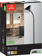 Globe Electric x Novogratz 12708 59" 1-Light LED Integrated Floor Lamp, Matte Black, Plastic Mesh Shade, E26 Bulb Included, Adjustable Spotlight, Modern Standing Light for Bedroom or Office