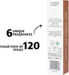 Folkulture Incense Sticks (120 Sticks) | Set of 6 Premium Incense for Yoga, Meditation, Aromatherapy | No Charcoal, Organic, Non Toxic, 45 Mins, Long Burning Palo Santo, Sandalwood, Insence-Sticks