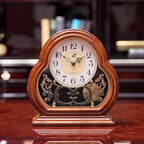 Wooden Mantel Clock with Silent Movement - Vintage Table Clock for Living Room Fireplace Mantel Decor