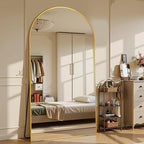 Suidia Arched Full Length Mirror, 78"x38" Floor Mirror Freestanding, Floor Standing Full Body Mirror with Stand for Bedroom, Hanging Leaning Mounted for Living Room Cloakroom, Gold