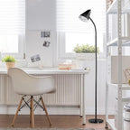 Globe Electric x Novogratz 12708 59" 1-Light LED Integrated Floor Lamp, Matte Black, Plastic Mesh Shade, E26 Bulb Included, Adjustable Spotlight, Modern Standing Light for Bedroom or Office