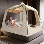 Bed Tent Bed Canopy Breathable 100% for Adult and Kids Light Reduction Sleeping Dream Tents Indoor Portable Big Space with String Light 4 Doors Twin Full Queen King Size