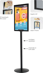 M&T Displays Sidewalk A-Frame + Floor Standing Poster Holder Bundle – 24x36” Outdoor Street SignPro & 18x24” Pedestal Sign Stand – Double-Sided Displays for Restaurant, Café, or Retail Ads