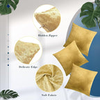 Pack of 6 Decorative Velvet Throw Pillow Covers Solid Square Soft Pillowcase Set Cushion Cases for Sofa Couch Bed Car Christmas Fall Home Decor 18 x 18 inch(Turmeric Color)