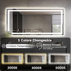 Large 84"x40" Light up Bathroom Mirror with Front Lit and Backlit, Anti-Fog Vanity Mirror with Lights, Stepless Dimmable Lighted Mirror, 3 Colors Smart Mirror (Horizontal/Vertical)