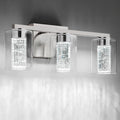 SineRise 3-Light Brushed Nickel Vanity Light with 3 Color Modes (3000K/4000K/6000K), Eye Protection LED Bathroom Light Fixture, Dimmable Modern Wall Light Over Mirror with Clear Glass Shade
