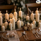 18 Pack Ivory Pillar Candles Bulk Set, 2x3 2x4 2x6 Inch - 6 Each Size, Dripless Smokeless Clean Burning for Wedding Centerpieces, Home Decor, Church, Romantic Ambiance！