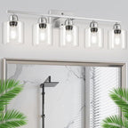 Modern Brushed Nickel 5 Light Bathroom Vanity Light, 31 inch Bathroom Lights Fixtures, Vanity Lights for Mirror Kitchen Living Room Hallway Cabinet Porch