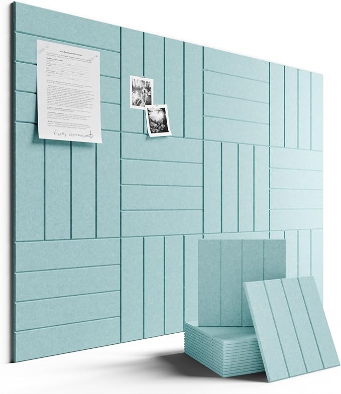 Large Felt Bulletin Board 48" x 36" Cork Board Alternative-12 Pack with 70 Safe Removable Adhesive Tabs, Cork Boards for Walls Cork Board for Home Office Classroom Pin Board-Teal Blue