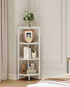 4-Tier Corner Shelf, Corner Bookcase, 43.3" Tall Vertical Display Rack, Plant Stand, Open Storage Shelf, for Living Room, Bedroom, Study, Kitchen, White TCJ14WB
