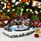 Christmas Village House Collectible Building Christmas Decor Estatua de la cabaña del Pueblo navideño Home Decoration Snow Globe Display Skating Pond Animated Theme Park with 8 Music (L)