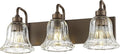 zeyu 22 Inch Bronze Vanity Lights, Farmhouse Wall Sconce Lighting, 3 Light Bathroom Mirror Wall Light, Oil Rubbed Bronze Finish with Clear Striped Glass, ZJX117B-3W ORB