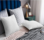 White Striped Couch Pillow Cases: 2 Pack 16x16 Inch Original Velvet Square Throw Pillow Covers for Farmhouse Home Decor