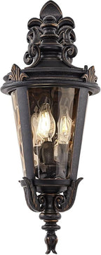 John Timberland Casa Marseille European Outdoor Wall Light Fixture Bronze Scroll 21 3/4" Champagne Hammered Glass for Exterior House Porch Patio Outside Deck Garage Front Door Garden Home