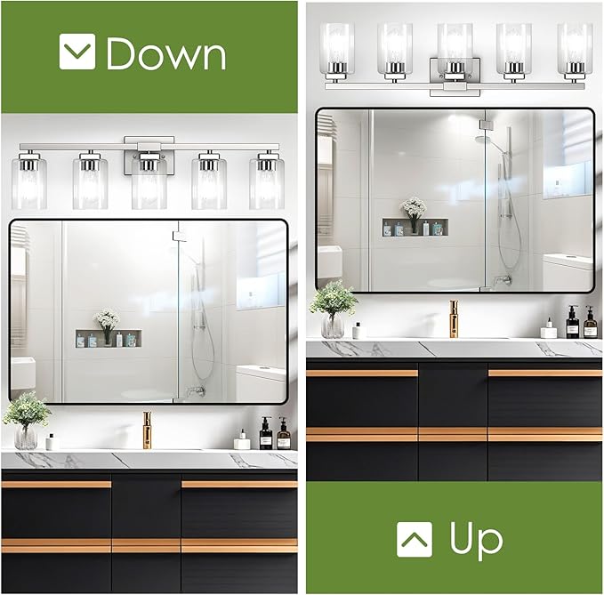 BesLowe 30" 5-Light Bathroom Light Fixture, Modern Brushed Nickel Bathroom Vanity Light, Bathroom Lighting Fixtures Over Mirror, Nickel Bathrom Wall Lamp, Wall Lights for Living Room Bedroom Hallway
