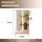 LED Sandstone Wall Decor, 3D Wall Art Sculpture, Simulated Green Plants, Glass Vase & Rabbit Statue, Remote Control 3 Color Light, for Living Room, Bedroom, Hallway(Light Coffee,41.3 * 23.6in)