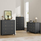 IDEALHOUSE Dresser for Bedroom, Chest of Dressers 37" Tall Dresser for Closet with 4 Drawers Chest with Clothes Storage Cabinet, Drawer Organizer for Bedroom, Living Room, Closet, Hallway, Black
