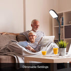 Brightech Litespan - Bright LED Floor Reading Lamp for Over Chair Crafts and Reading, Esthetician Light for Lash Extensions, Gooseneck Adjustable Standing Lamp for Living Room, Bedroom, Office - Black