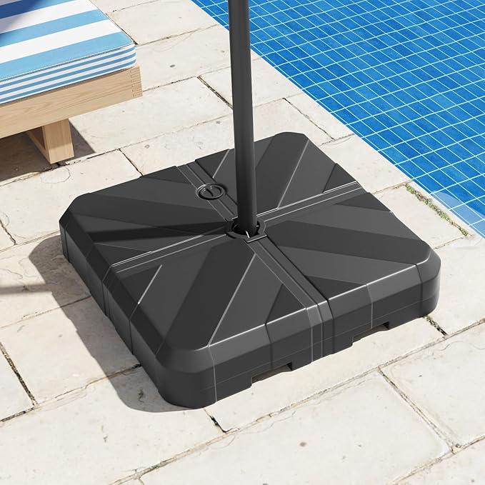 Giantex Fillable Offset Patio Umbrella Base - Heavy Duty HDPE Cantilever Umbrella Stand, 176lbs Water & Sand Weight Capacity, Pole Holder for Outdoor, Deck, Backyard, Garden, Market