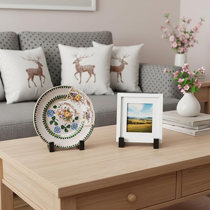 3 Pcs 8 Inch Black Metal Plate Stands for Display, Decorative Table Top Easels Multifunctional Holder for Picture, Book, Platter, Photo