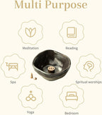 Ceramic 4 in 1 Incense Burner, 4.25 Inch Incense Holder with 3 Refined Copper Incense Sockets, Unique Round Shape Insence-Stick Holder for Meditation Decor, Yoga, SPA, Black