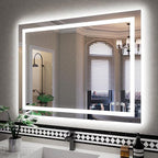 ISKM 40'' x 30'' LED Mirror for Bathroom Lighted Vanity Mirror for Wall Front Lights + Backlit LED Bathroom Mirror Anti-Fog Tempered Glass ETL Listed