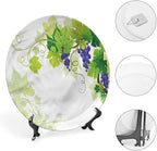 XISUNYA 8 Inch Decorative Plate, Vine Ceramic Stoneware, Grapes with Fresh Foliage Print Ceramic Wall Hanging for Fine Dining Upscale Events, Dinner Parties, Weddings, Catering, Muticolor