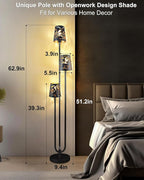 3-Light Black Floor Lamp for Living Room, Unique Candle Holder Style Tall Standing Lamps for Bedroom, 3000K Warmwhite Mid Century Modern Floor Lamp for Home Office(Bulbs Included)