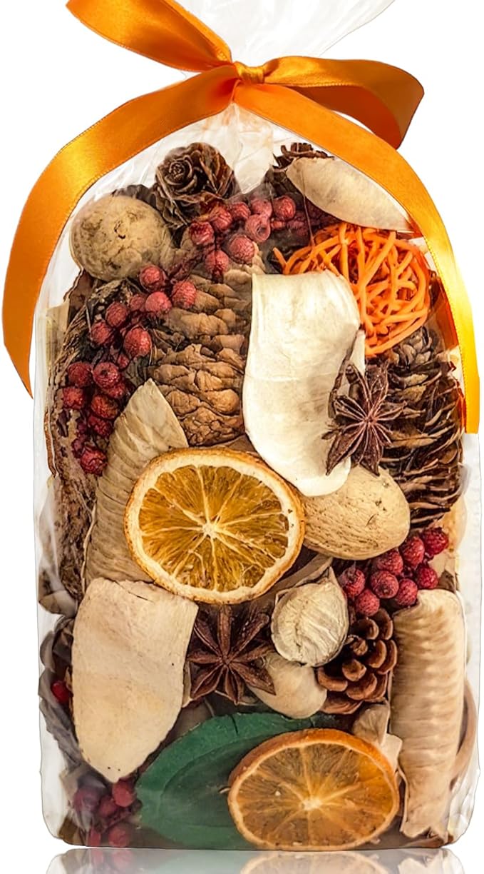 Potpourri Bag,Orange/Wine Scented Potpourri Bowl Filler,Decorative Dried Flower, Bathroom Vase Decor(20 oz)