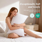 Bed Pillows Queen Size Set of 2-100% Cotton Cover, Down Alternative Gel Polyfill Filled, Flat Soft Medium Adjustable Hotel-Style Pillow Inserts, 20x30 Inch