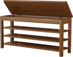 AQIMUELE 3 Tier Shoe Bench with Storage, Wood Shoe Rack for Front Door Entrance, Entryway Shoe Storage Bench.