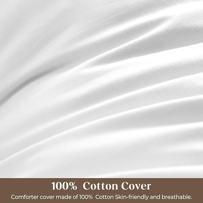 Bafode Goose Down Feather Pillows, Soft Bed Pillows Queen Size Set of 2, 100% Soft Cotton Shell,Gusseted Hotel Pillows for Back, Stomach or Side Sleepers