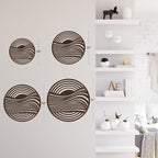 SIGNLEADER Metal Wall Art Decor Bronze Circle Stripes Minimalist Modern Abstract Wall Sculpture Hangings Home Decoration for Living Room, Bedroom, Bathroom, Kitchen, Outdoor - 18" Bronze
