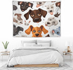 VUMIVI Cartoon Dog Head Tapestry Adorable Pets Humorous Style Abstract Art Illustration Tapestry Wall Hanging for Living Room Bedroom Dorm Classroom Aesthetic Decor W80xL60in