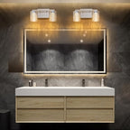 SineRise 2-Light Brushed Nickel Vanity Light with 3 Color Modes (3000K/4000K/6000K), Eye Protection LED Bathroom Light Fixture, Dimmable Modern Wall Light Over Mirror with Clear Glass Shade