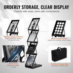 VEVOR Foldable Magazine Display Rack, 4-Tier Brochure Literature Display Stand, Portable Catalog Brochure Holder Stand with Carrying Bag for Office Trade Show Exhibitions, 4 Pockets