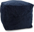 Sexysamba Square Corduroy Pouf Cover Only, 20"x 16" Unstuffed Decorative Ottoman Foot Stool Rest, Washable Storage Bean Bag Chair Floor Pouf Covers for Living Room Bedroom, Navy Blue