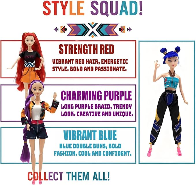 2025 New 11.5'' Demon Hunter Doll,Made to Move Demon Hunter Doll,Collectible Display Figure Dolls Set,Birthday Gifts for Kids Girls Fans (A-Purple Hair)