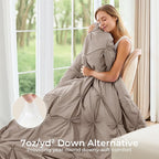 Sasttie Queen Comforter Set, 7-Piece Bed in a Bag, Pintuck Bedding Sets for All Season, Includes Comforter, Flat Sheet, Fitted Sheet, Pillowcases and Pillowshams, Dark Linen
