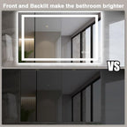 48"x30" LED Bathroom Mirror with Front & Backlit, Anti-Fog, Dimmable, Plugin/Hardwired, Shatterproof & Corrosion Proof, Wall Mount, Modern Style