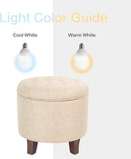 Homepop Home Decor Upholstered Round Tufted Foot Rest Ottoman Ottoman with Storage for Living Room & Bedroom Decorative Home Furniture, Twine Small