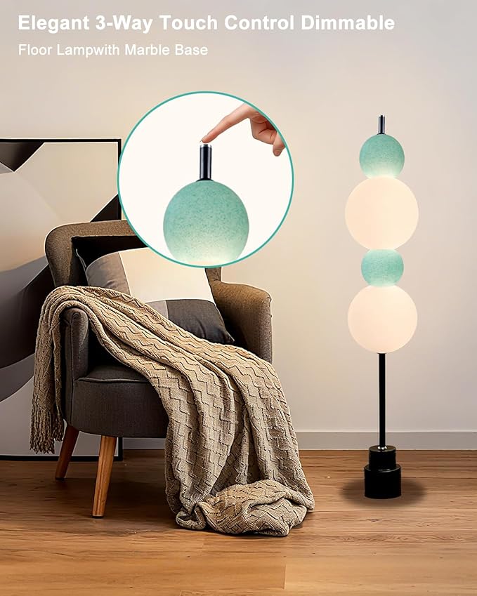 Lightdot Blue Globe Floor Lamp with 3 Color Temperatures LED Bulbs Included,Dimmable Floor Lamps with Touch Switch,Unique Modern Standing Tall Lamp for Bedroom Living Room/Sofa Beside/Corner Decor