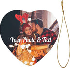 Personalized Christmas Ornaments 2025 Photo Ornament Christmas Tree Custom Ornaments with Picture Customized Ornaments for Family Couples Wedding Xmas Tree Home Decorations Set of 4