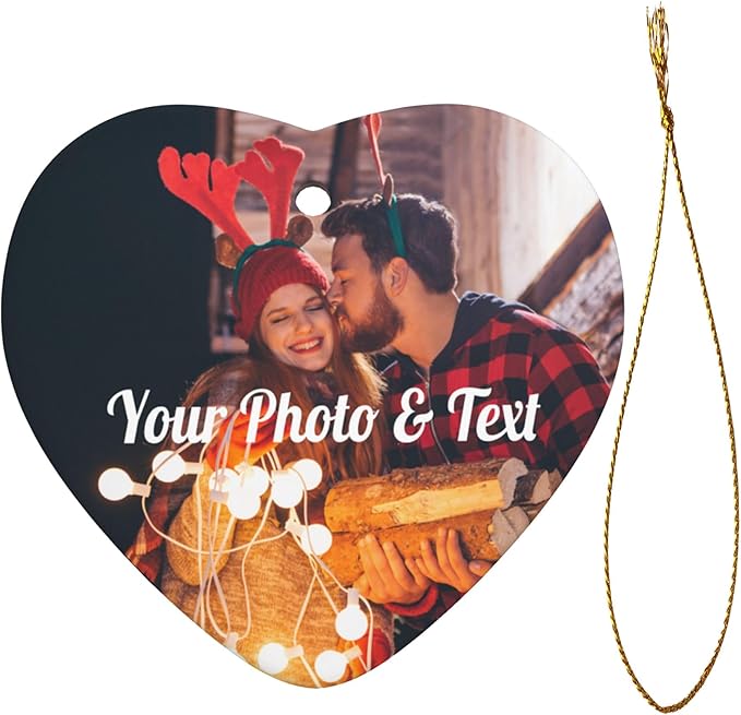 Personalized Christmas Ornaments 2025 Photo Ornament Christmas Tree Custom Ornaments with Picture Customized Ornaments for Family Couples Wedding Xmas Tree Home Decorations Set of 4
