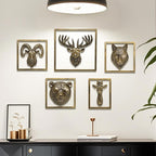 JJALIGHTS Animal Heads Wall Decor (Includes Metal Frame) Resin Animals Sculptures Head Wall Hanging Decoration Imitation Copper vintage Wall Sculpture for Living Room Bedroom Office (Bear)
