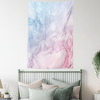 Ambesonne Marble Print Tapestry, Pastel Toned Cloudy Crack Lines Stained Antique Shabby Design, Fabric Wall Hanging Decor for Bedroom Living Room Dorm, 23" X 28", Pink