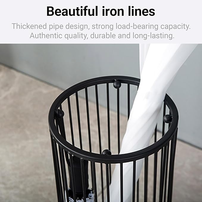 Large Capacity Umbrella Stand Rack Commercial,Large Capacity Metal Upright Umbrella Storage Cylinder,Metal Standing Umbrellas Holder(White)