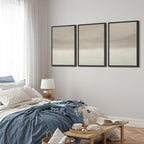 MUDECOR Framed Wall Art Print Set Misty Horizon Minimalist Foggy Mountain Landscape in Soft Neutral Tones Illustrations Realism Decorative for Living Room, Bedroom, Office - 24"x36"x3 Black