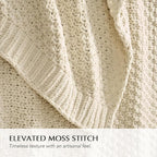 EVERGRACEHOME Chunky Chenille Knit Throw Blanket for Couch, Soft Luxurious Moss Stitch Blankets for Bed, Cozy Decorative Farmhouse Knitted Throws for Sofa, Beige, 50" x 60"