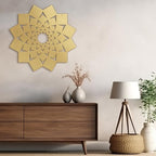 SIGNLEADER Metal Wall Art Decor Abstract Lotus Flower Minimalist Modern Abstract Wall Sculpture Hangings Home Decoration for Living Room, Bedroom, Bathroom, Kitchen, Outdoor - 30" Gold